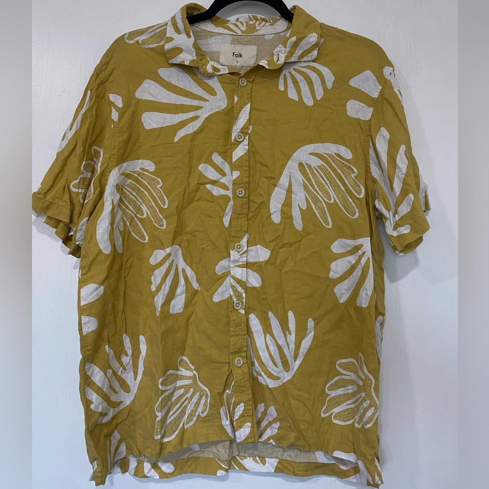Folk Yellow and White Casual Button Down Shirt